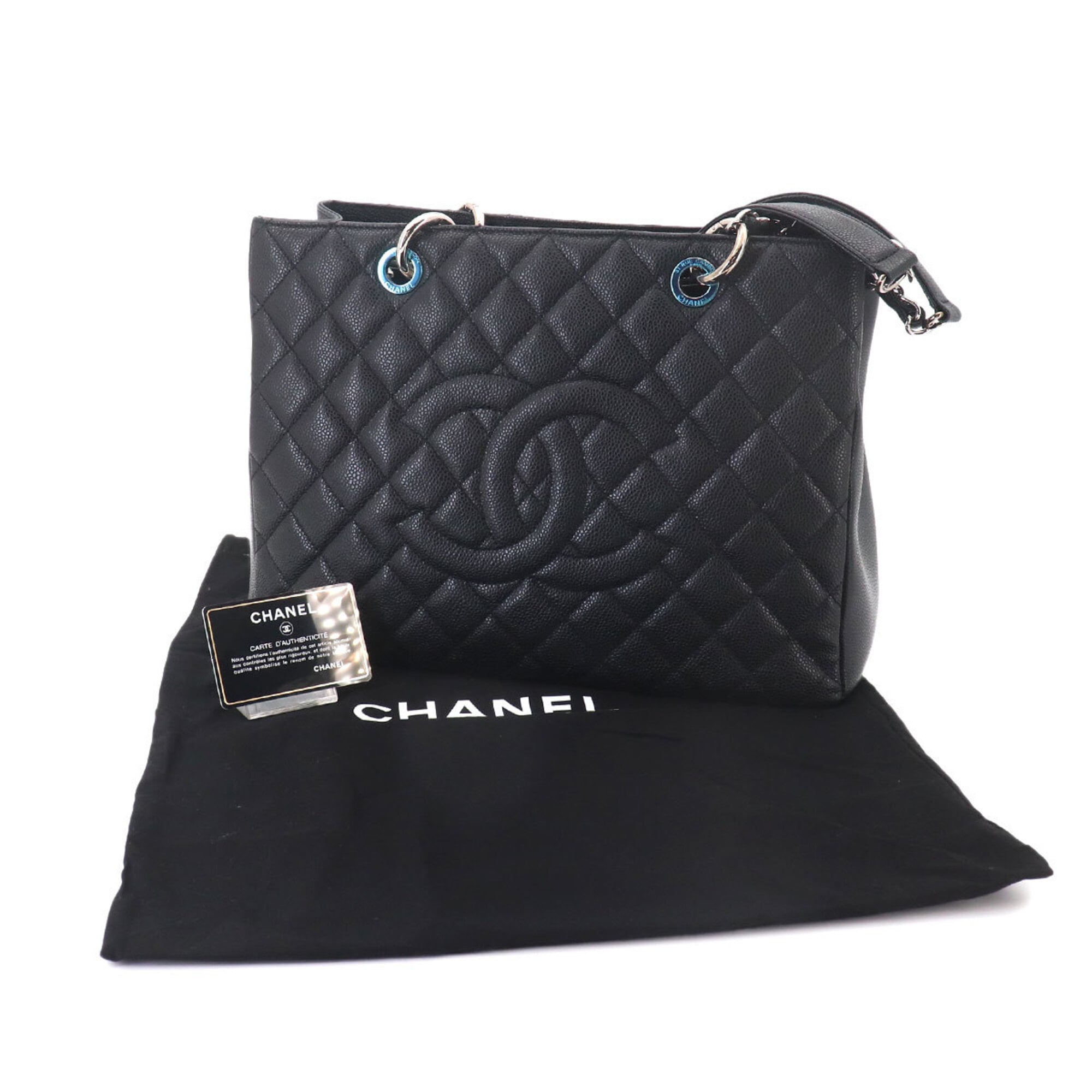 Chanel Matelasse Grand Chain Tote Handbag GST Caviar Leather Black A50995 — New - Store Return