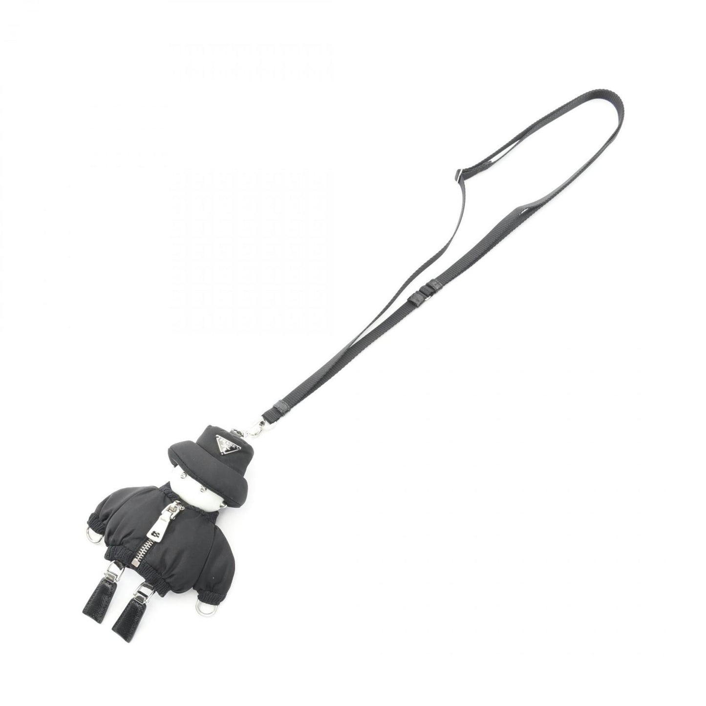 Prada Re-Nylon Soft Robot Charm, nylon and Saffiano leather, men's women's, black white, 1TT181_2COU_F0002