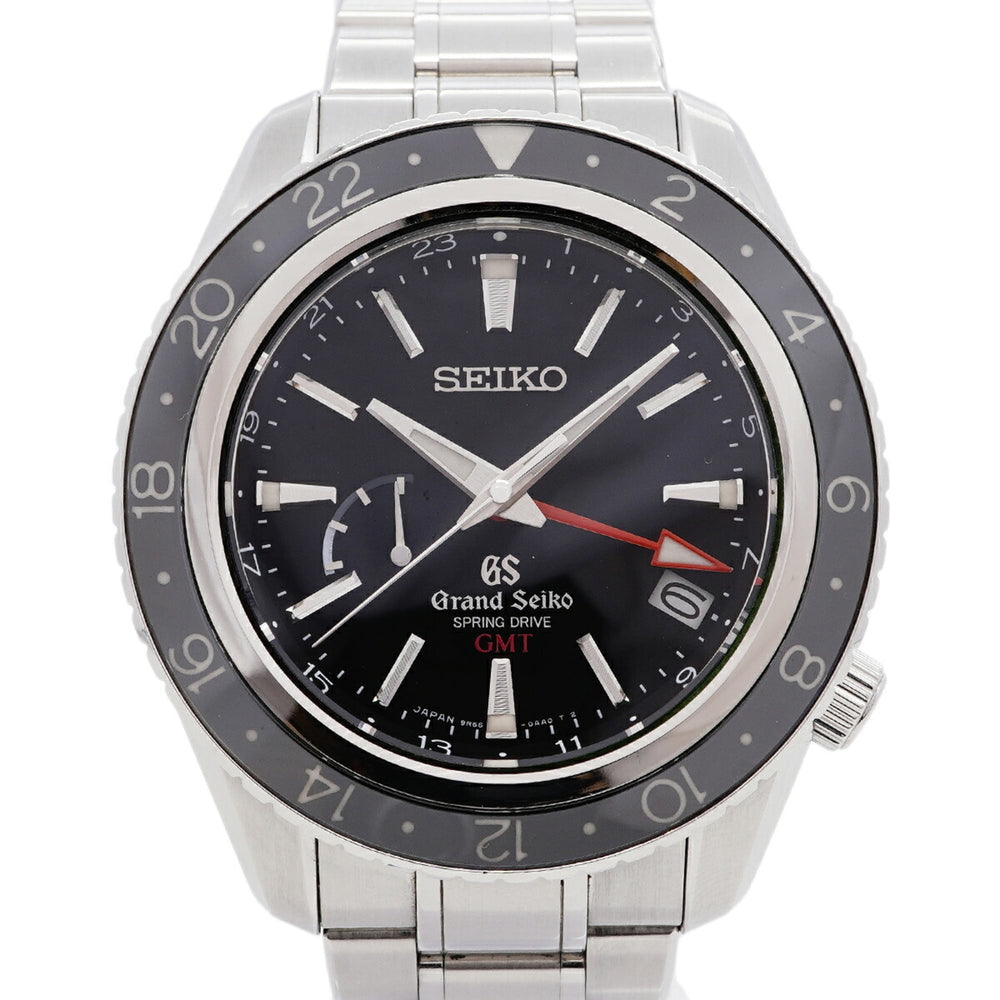 Seiko Grand GMT Power Reserve SBGE001 Black Dial Men's Watch — Good