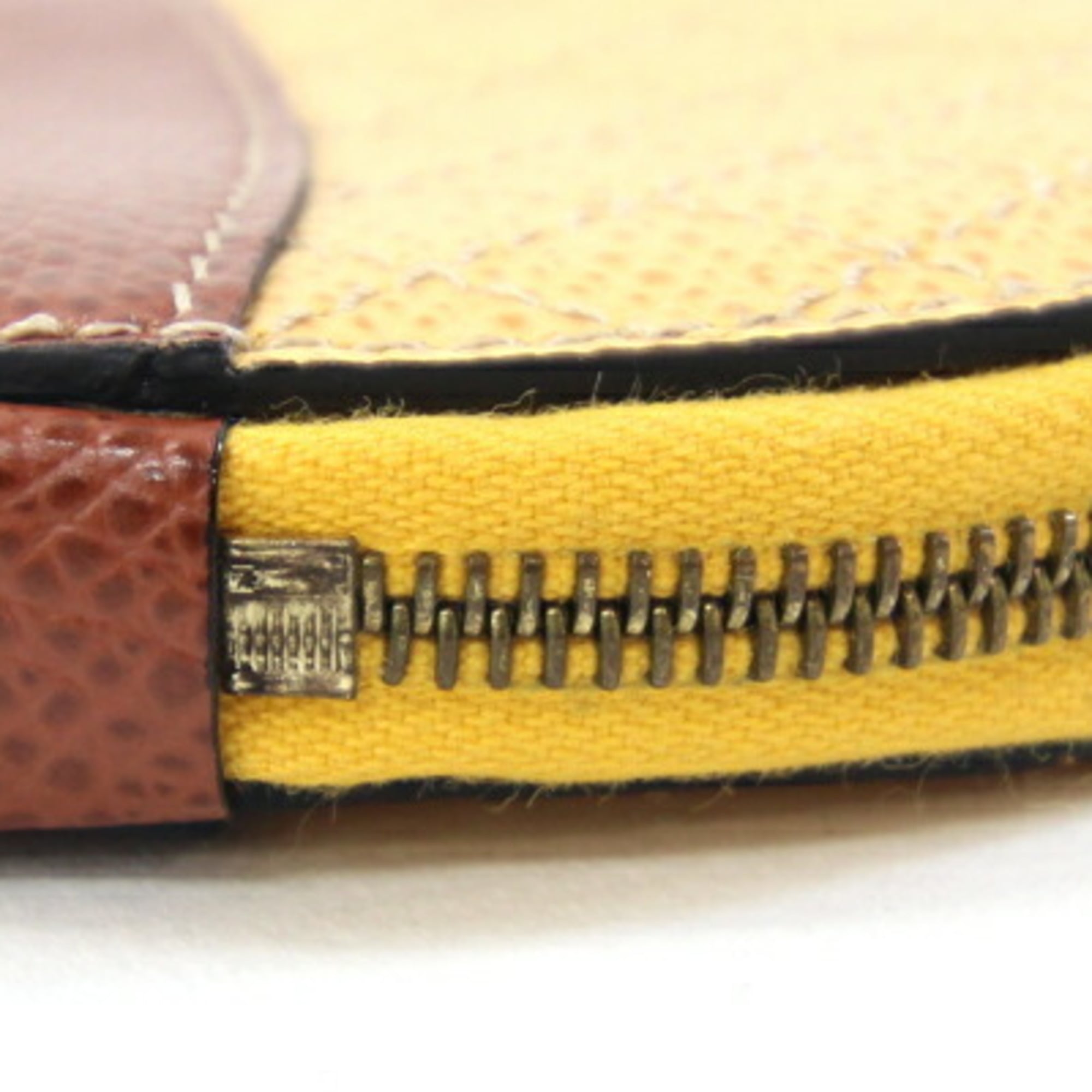 Celine coin case, yellow and brown leather, purse, mini wallet, pouch, acorn design, women's, CELINE