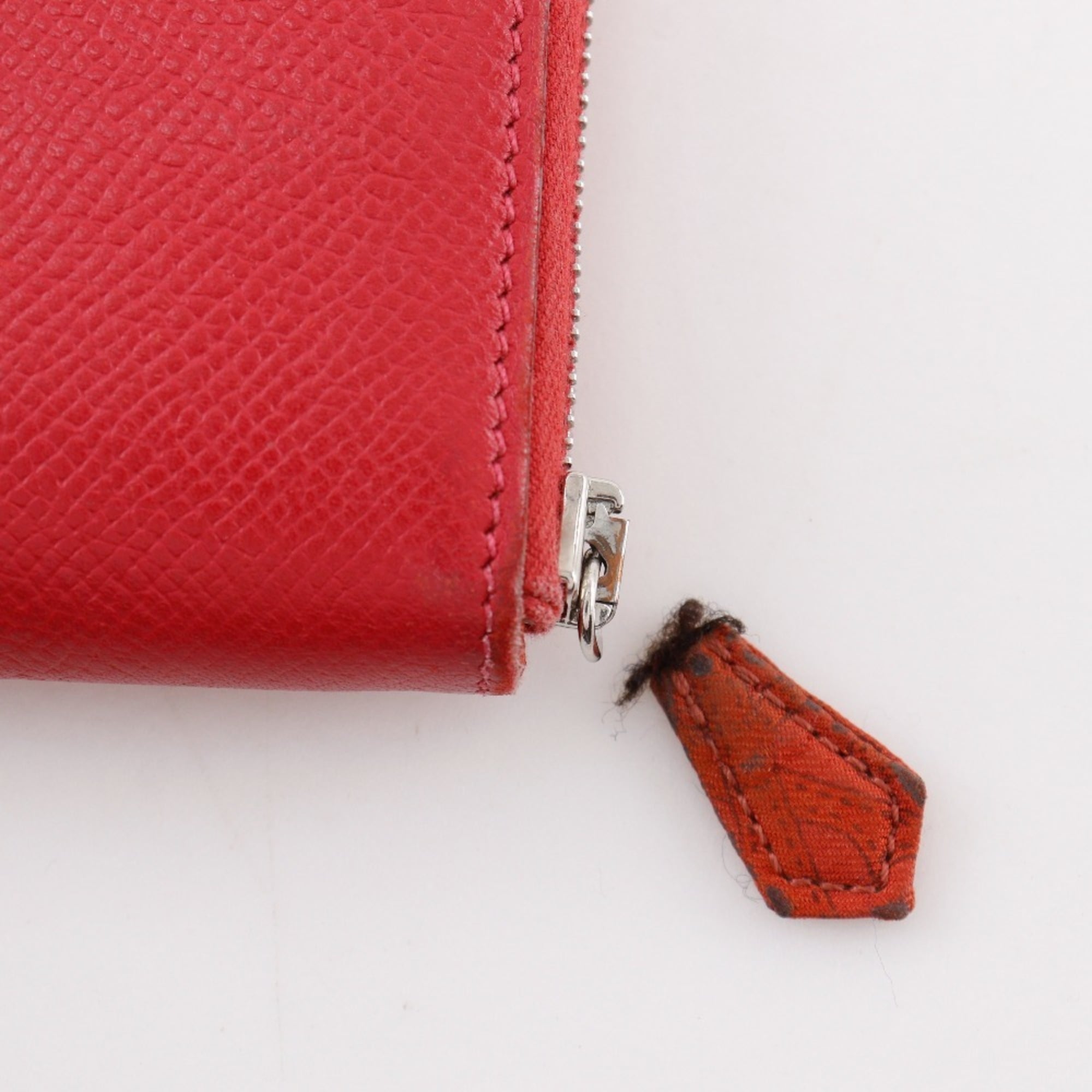 Hermes HERMES Azap Silk in Long Wallet Veau Epsom 2010 Red □N Zipper Women's