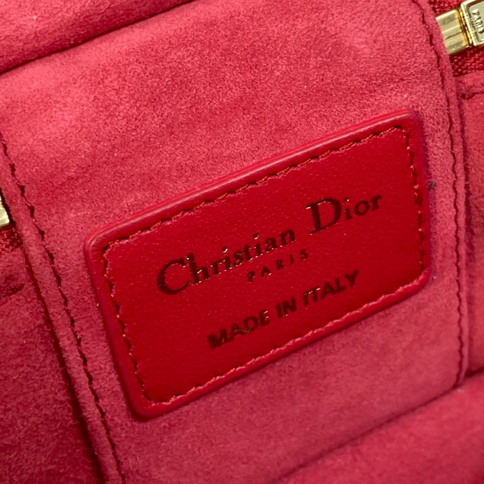 CHRISTIAN DIOR S0918ONMJ LADY CHRISTIAN DIOR LADY DIOR 2WAY Shoulder Bag Hand Bag Vanity bag RedBased — Like New
