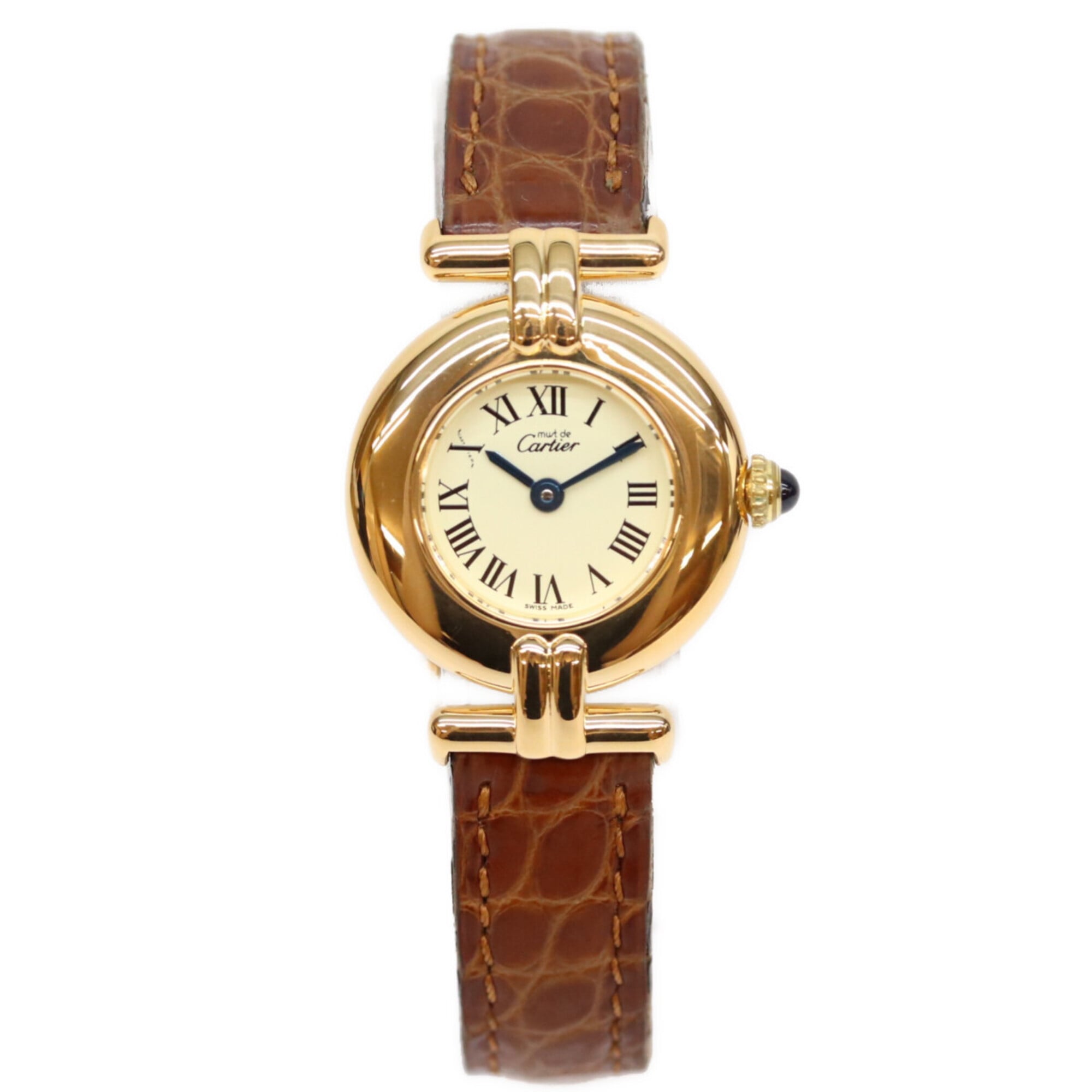 Cartier W1000653 925 Must Colisée SM Ivory Roman Dial Vermeil Quartz Watch Gold Ladies — Very Good