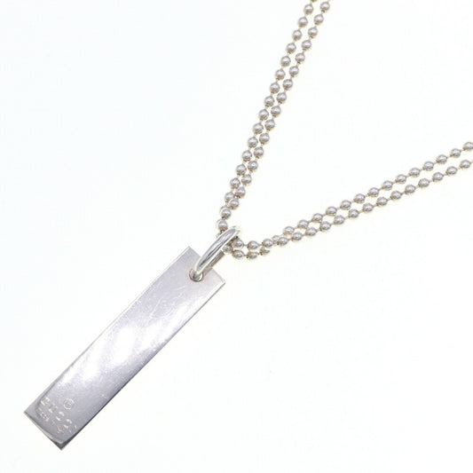 Gucci Square Plate Necklace 010595 SV Sterling Silver 925 Double-Strand Ball Chain Pendant Choker for Men and Women GUCCI