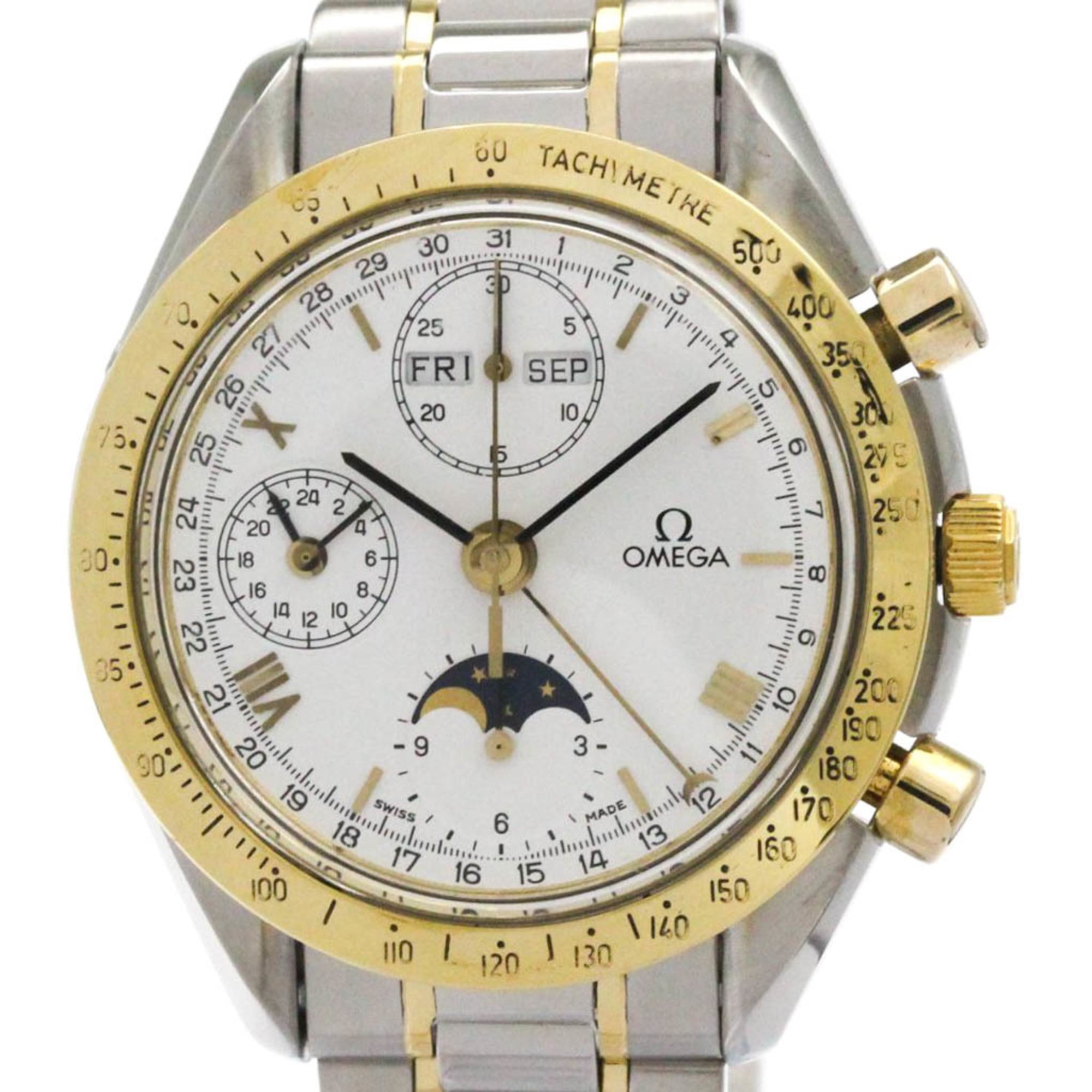 OMEGA Speedmaster Triple Date Moonphase 18K Gold Watch 3336.20 Polished — Very Good
