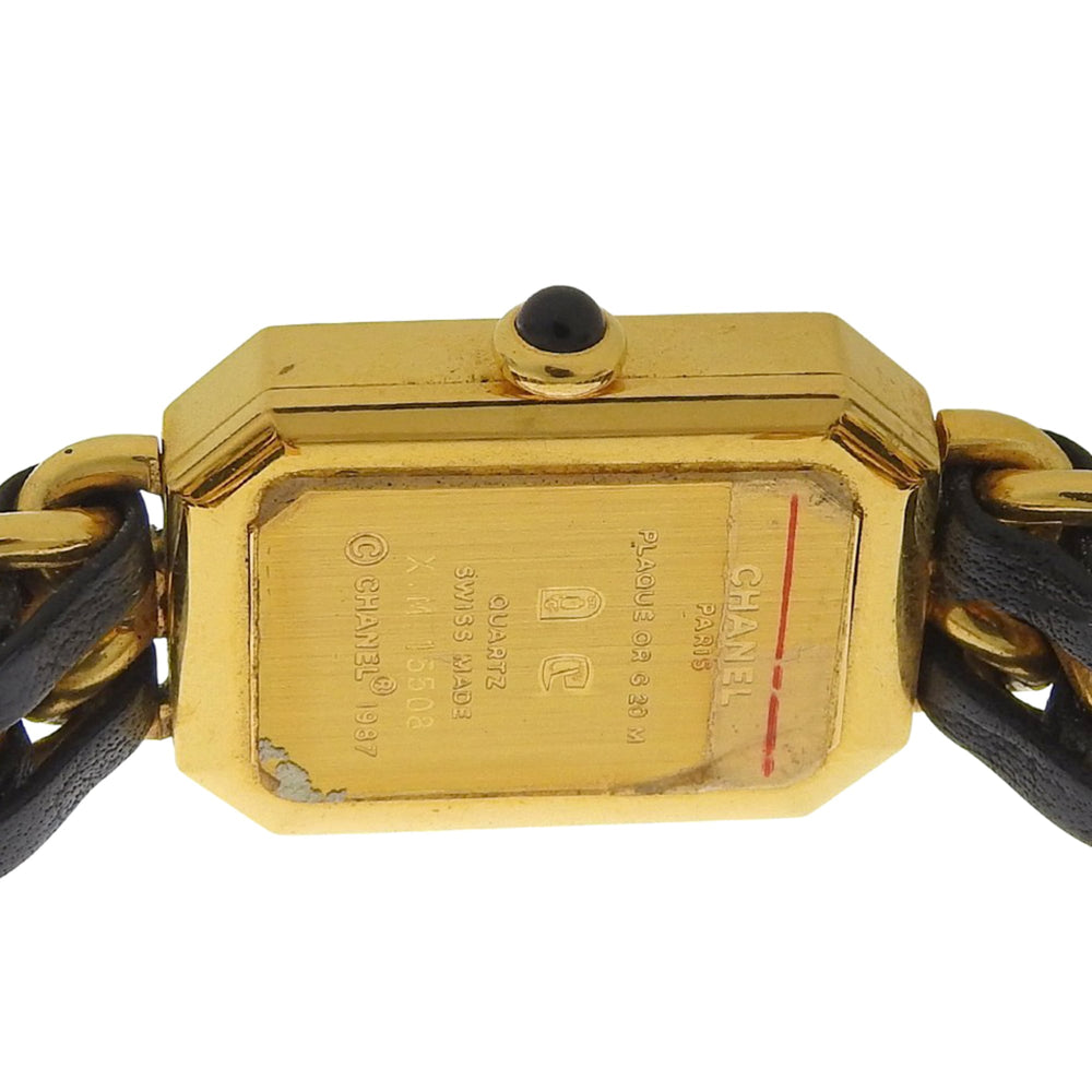 Chanel Premiere S Watch H0001 Gold Plated x Leather Black Quartz Analog Dial Ladies — Good