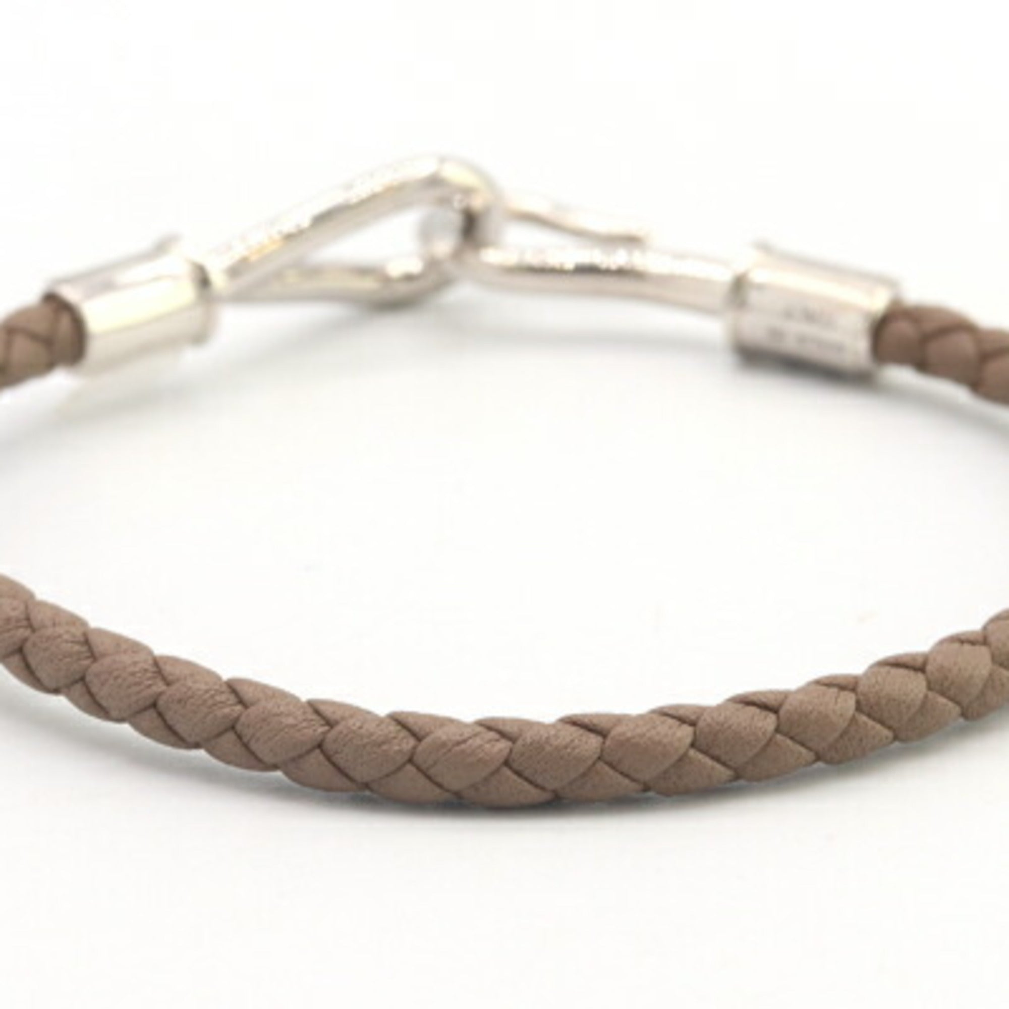 Hermes Hermès Jumbo H Etoupe Leather and Metal Bracelet for Men Women — Like New