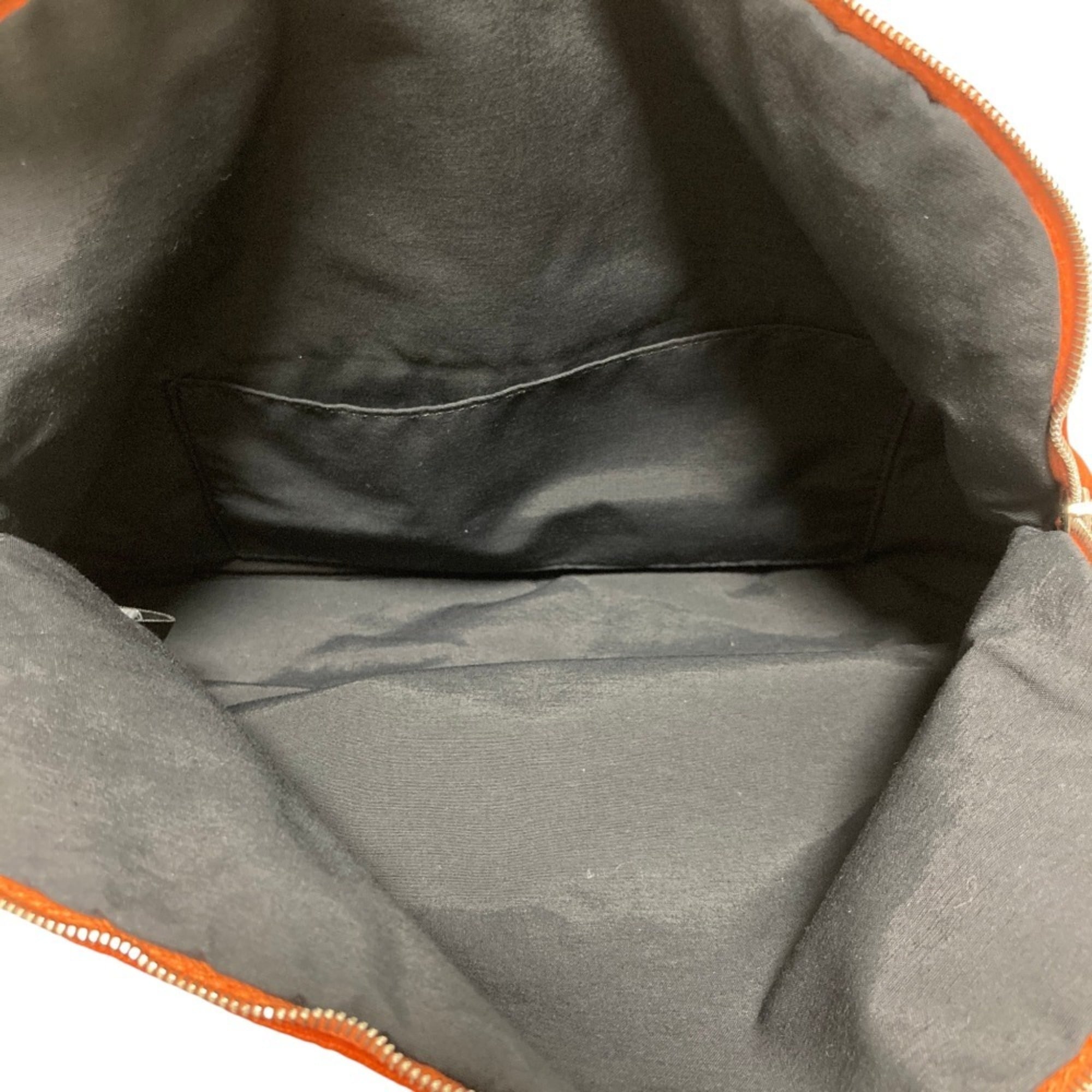 HERMES Bolide 31 Canvas Pouch, Orange, Women's — Like New