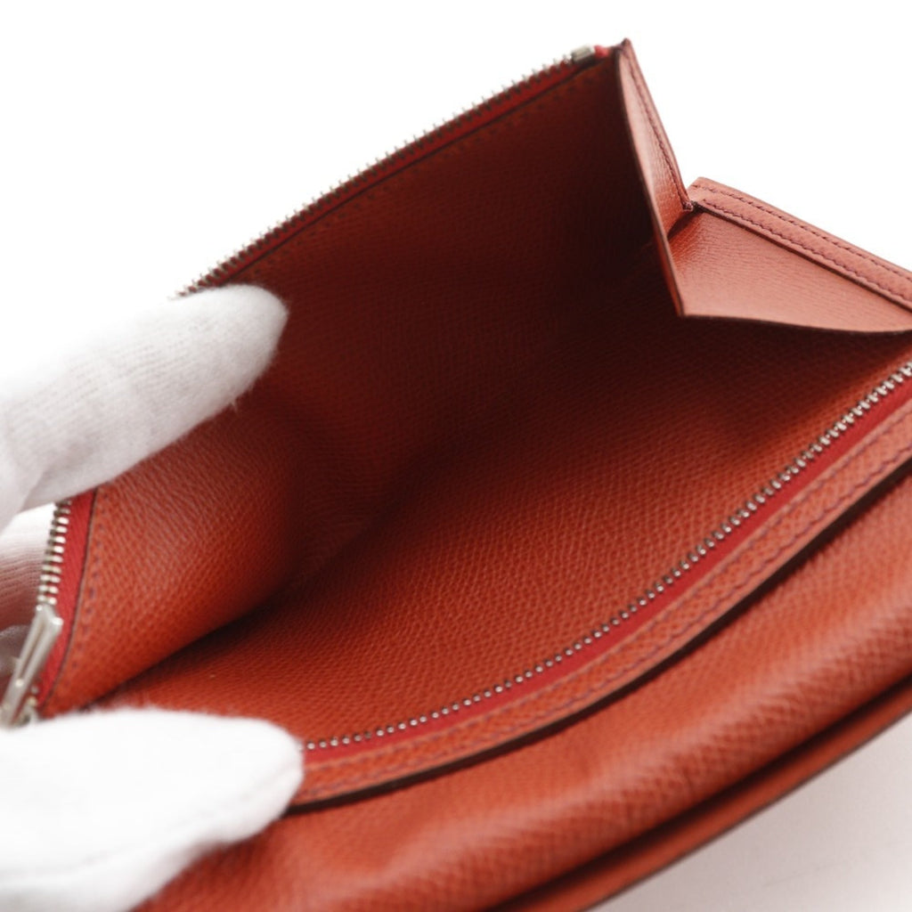 Hermes Hermès Bean Long Wallet, Epsom Leather, 2003, Orange, Women's