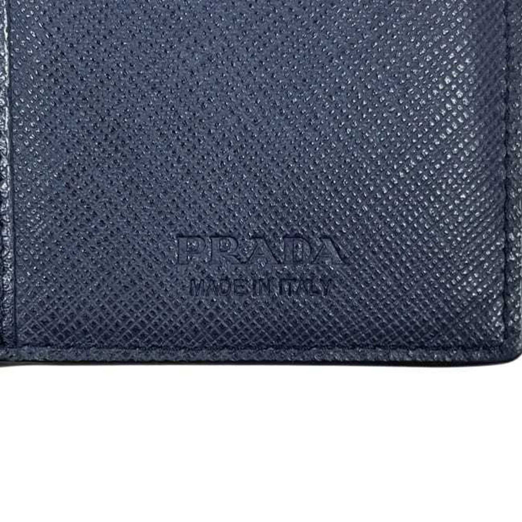 Prada bifold long wallet ec-24533 navy 2MV836 Saffiano leather size 42 PRADA blue triangular plate men's hardware