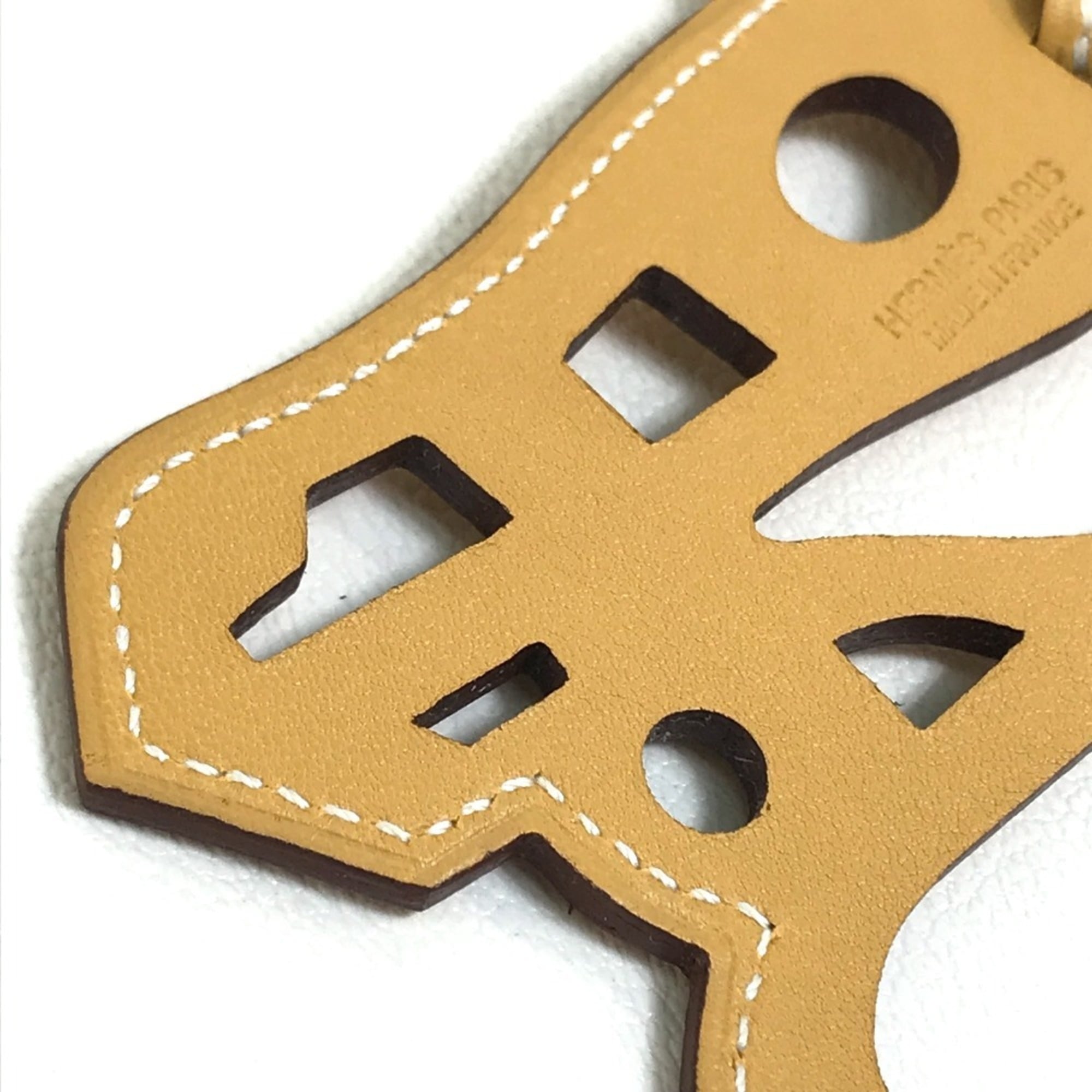 HERMES Petite H Paddock Cheval Strap Charm Swift Leather Men's Women's Ocher Beige — New - Store Return