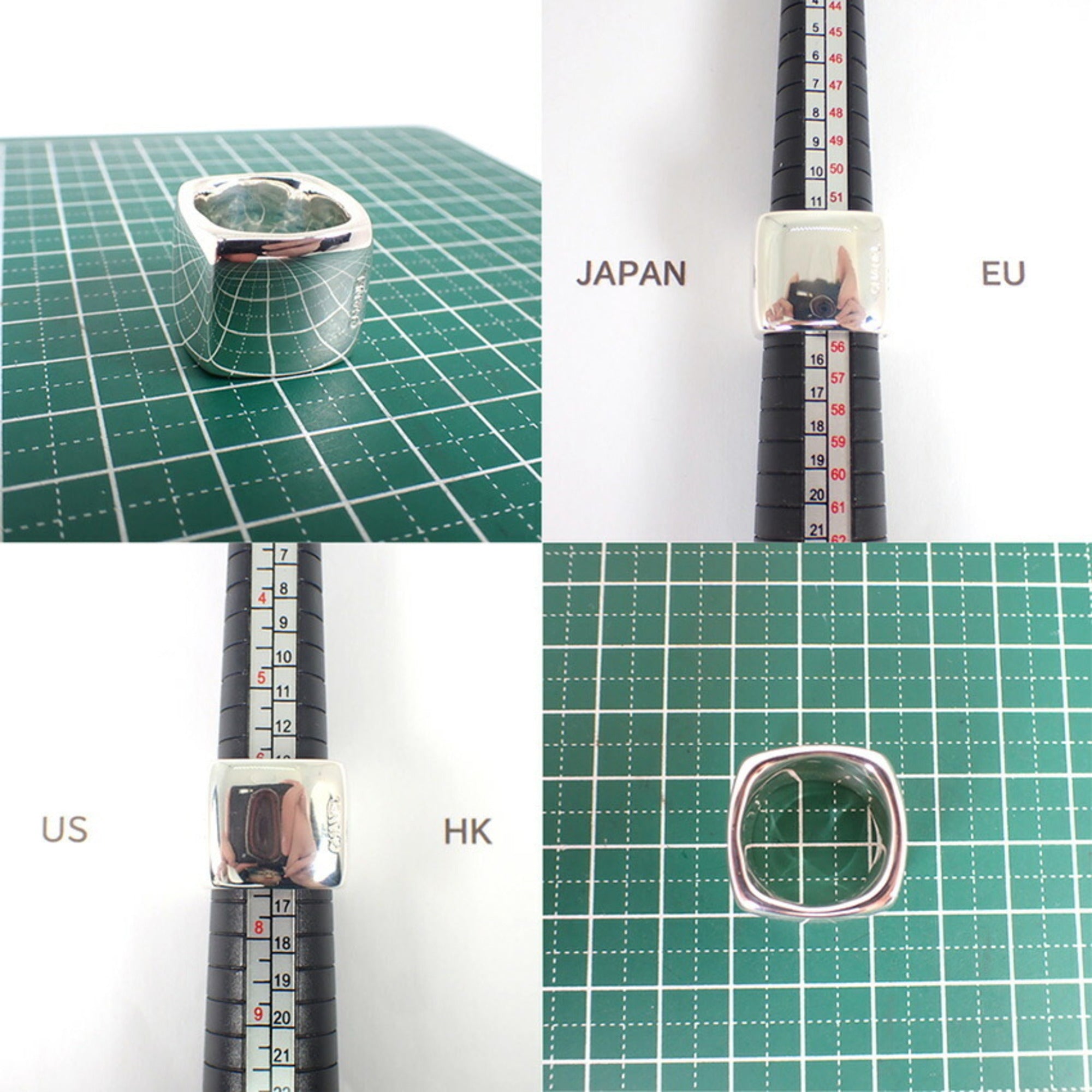 CHANEL 925 Square Wide Ring, Size 15 — Like New