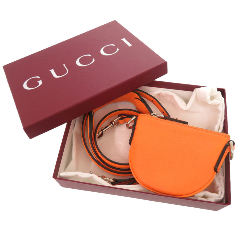 Unused Gucci logo 821831 leather orange micro mini shoulder bag 1477GUCCI — New - Store Return