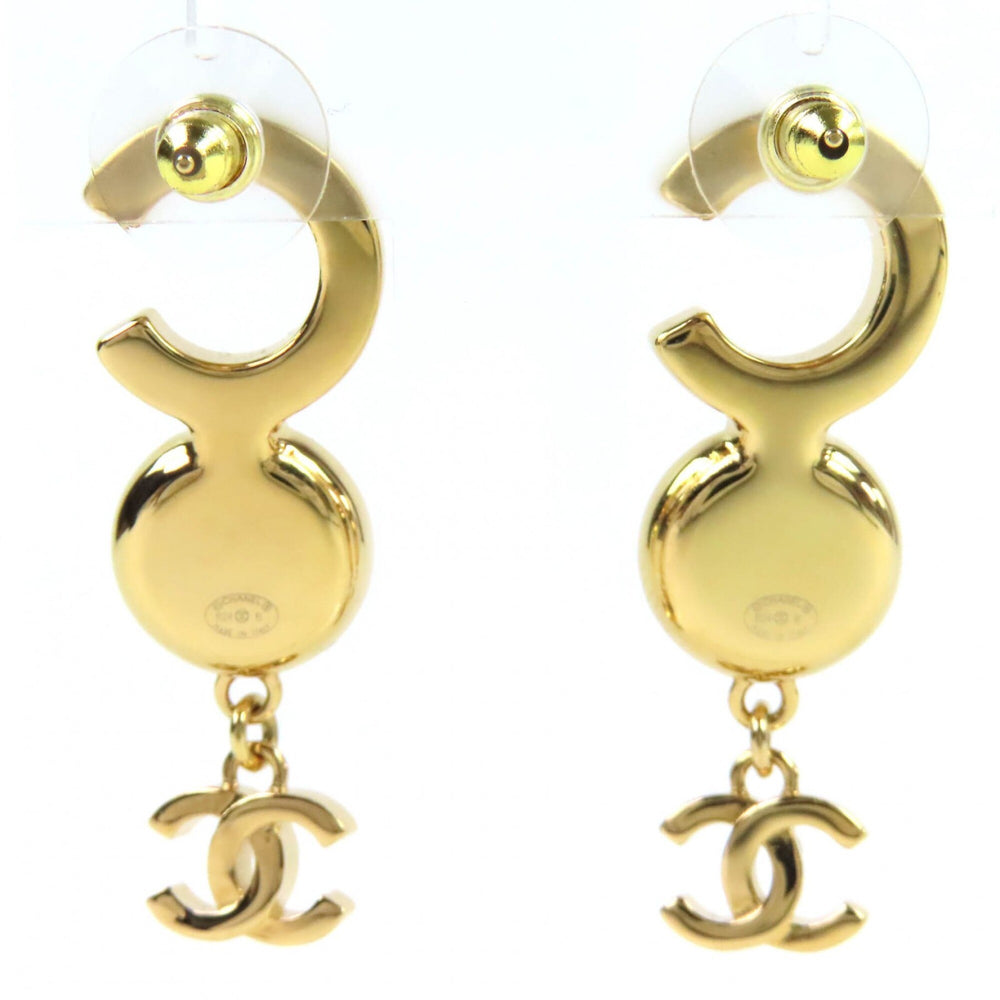 CHANEL ABE234 Coco Mark COCO Logo Faux Pearl Earrings (Pair) Gold Black Made in Italy Women's — Like New