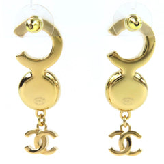 CHANEL ABE234 Coco Mark COCO Logo Faux Pearl Earrings (Pair) Gold Black Made in Italy Women's — Like New