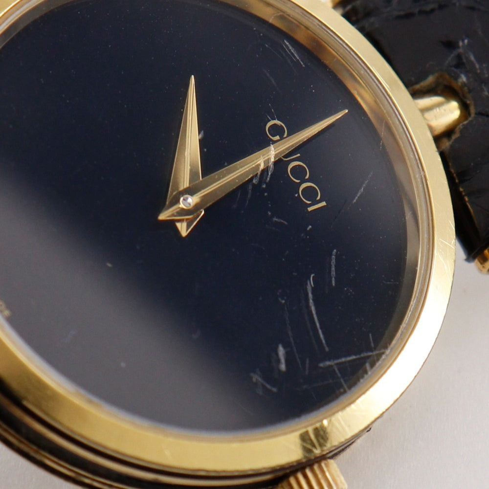 Gucci Sherry Line Watch, Gold Plated, Quartz, Analog, Black Dial, Men's — Good