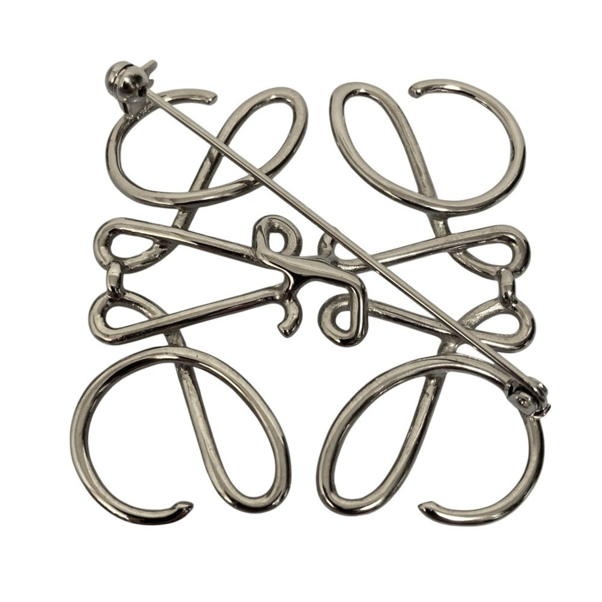LOEWE Anagram Brooch, Silver Color, Women's — Like New