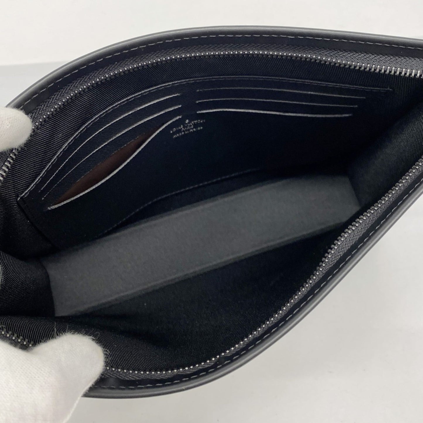 Louis Vuitton Monogram Eclipse Pochette Voyage MM Clutch Bag M61692 Black Men's