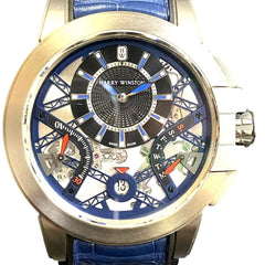 Harry Winston Ocean Project Z10, Limited Edition of 300 Pieces Worldwide, Total Weight 99.8g, Genuine Leather Strap, Automatic Movement, Silver Dial, OCEABI42ZZ001 — Very Good