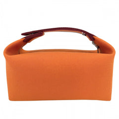 Hermes handbag for women, Bride à Black H Pavillon PM pouch, cotton, orange, silver hardware — Like New