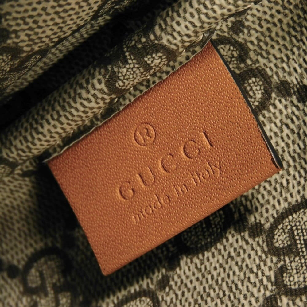 Gucci GUCCI Clutch Bag Logo Print Pouch Canvas Brown GG Supreme Cotton Linen Natural 777165 FACUL 8451 Men's Women's — Like New