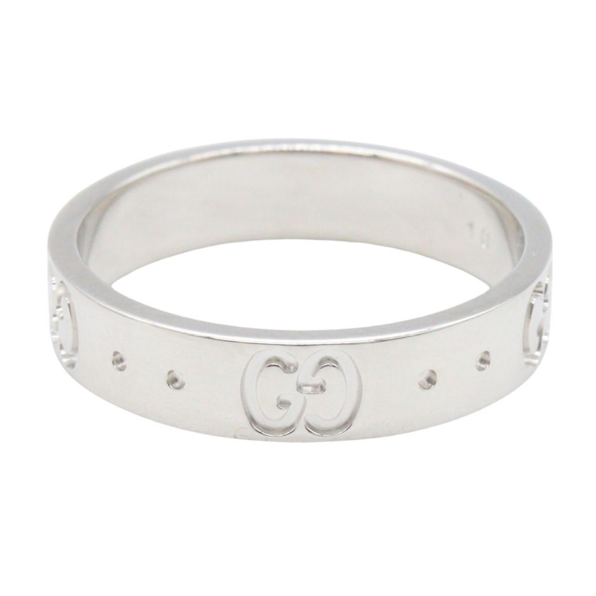 Gucci Icon Ring, 18K White Gold (WG), Women's Silver Tone — Like New