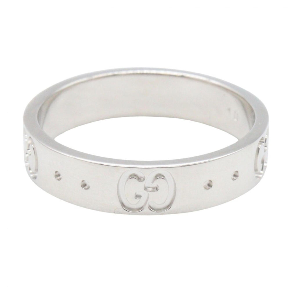 Gucci Icon Ring, 18K White Gold (WG), Women's Silver Tone — Like New