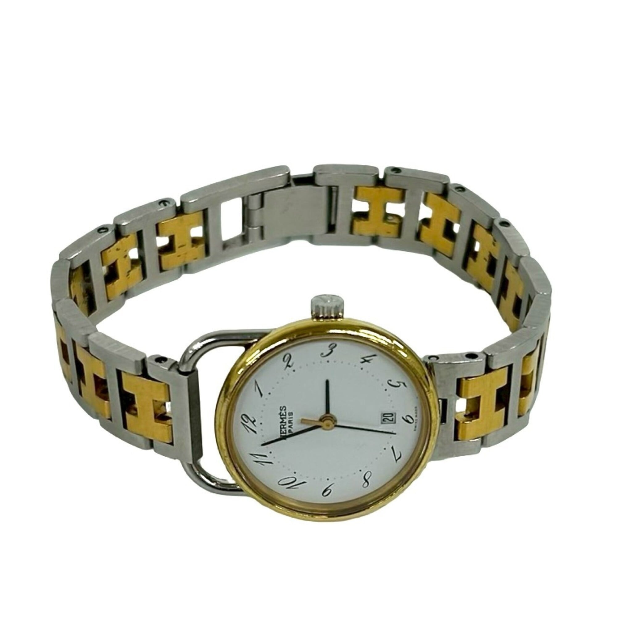 HERMES Vintage Profile GP Stainless Steel Quartz Watch Gold 32947 — Good