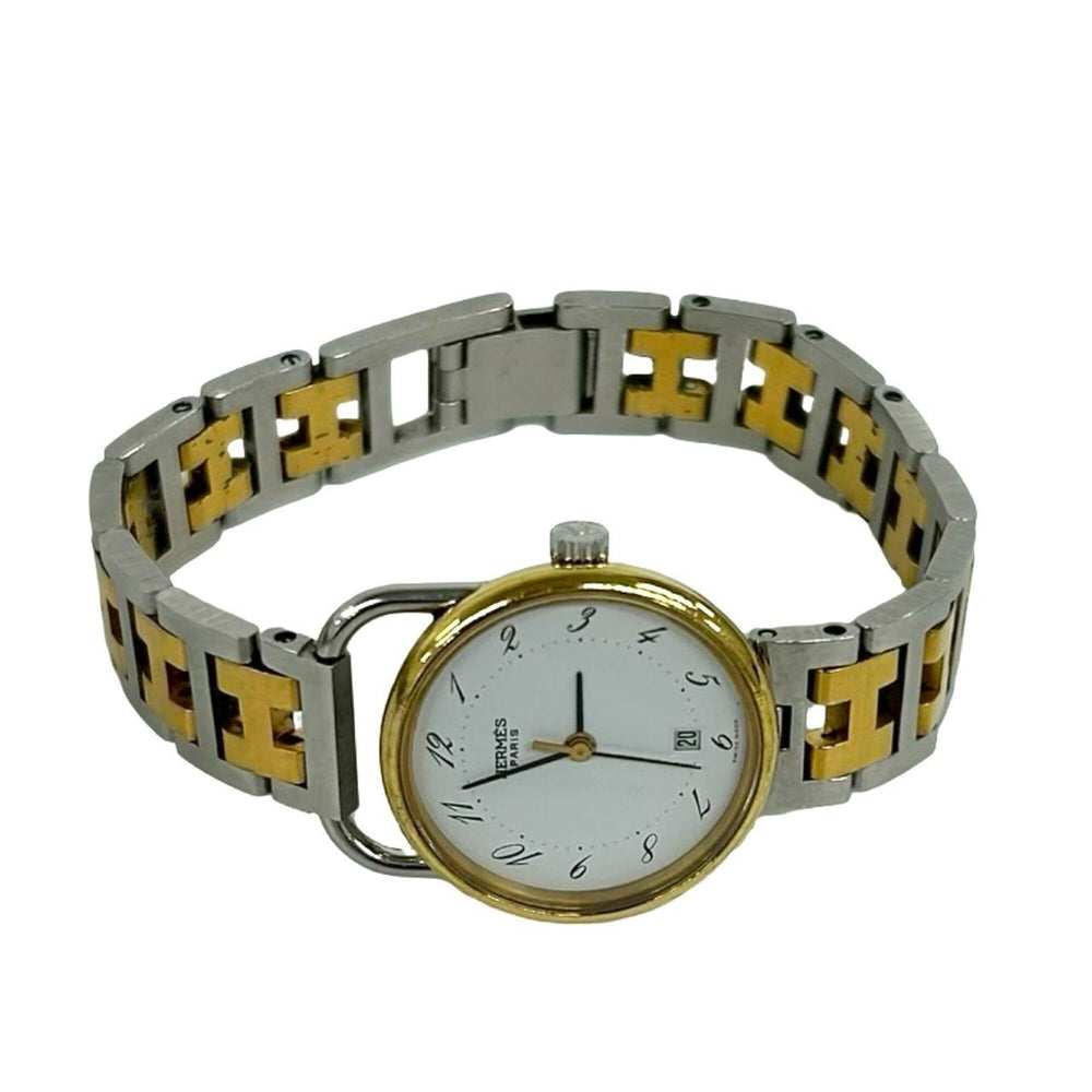 HERMES Vintage Profile GP Stainless Steel Quartz Watch Gold 32947 — Good