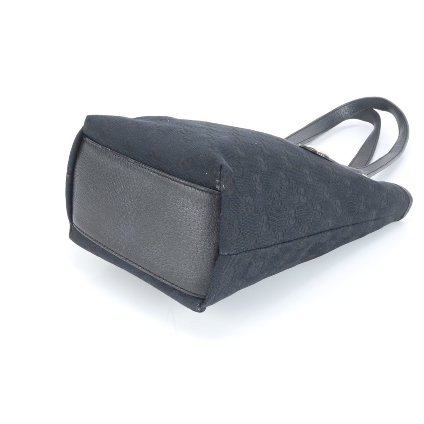 Gucci GG Canvas 153361 Leather Tote Bag Shoulder Handbag Black Women's