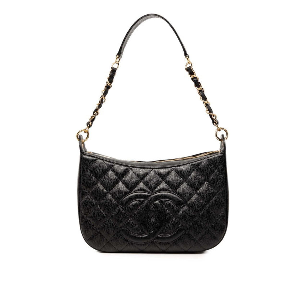Chanel Coco Mark Matelassé Chain Shoulder Bag, One-Shoulder, Black Caviar Leather, Women's CHANEL — Like New
