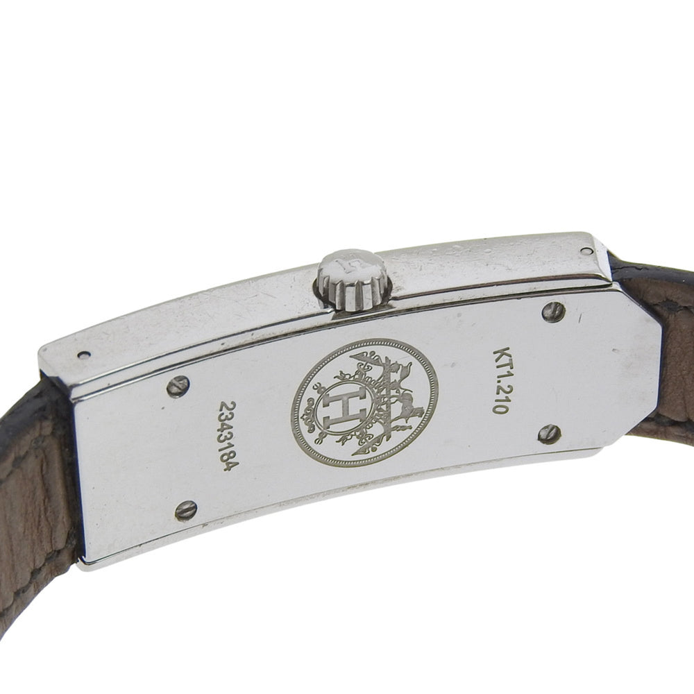 Hermes Kelly II watch KT1.210, stainless steel, quartz, analog display, white dial, women's watch — Good