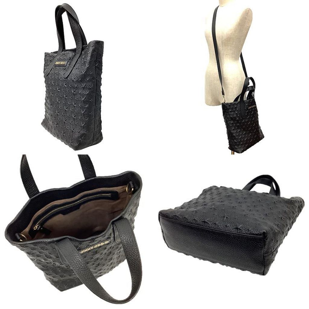 JIMMY CHOO Star Embossed SOFIA Tote Bag Shoulder Black Jimmy Choo