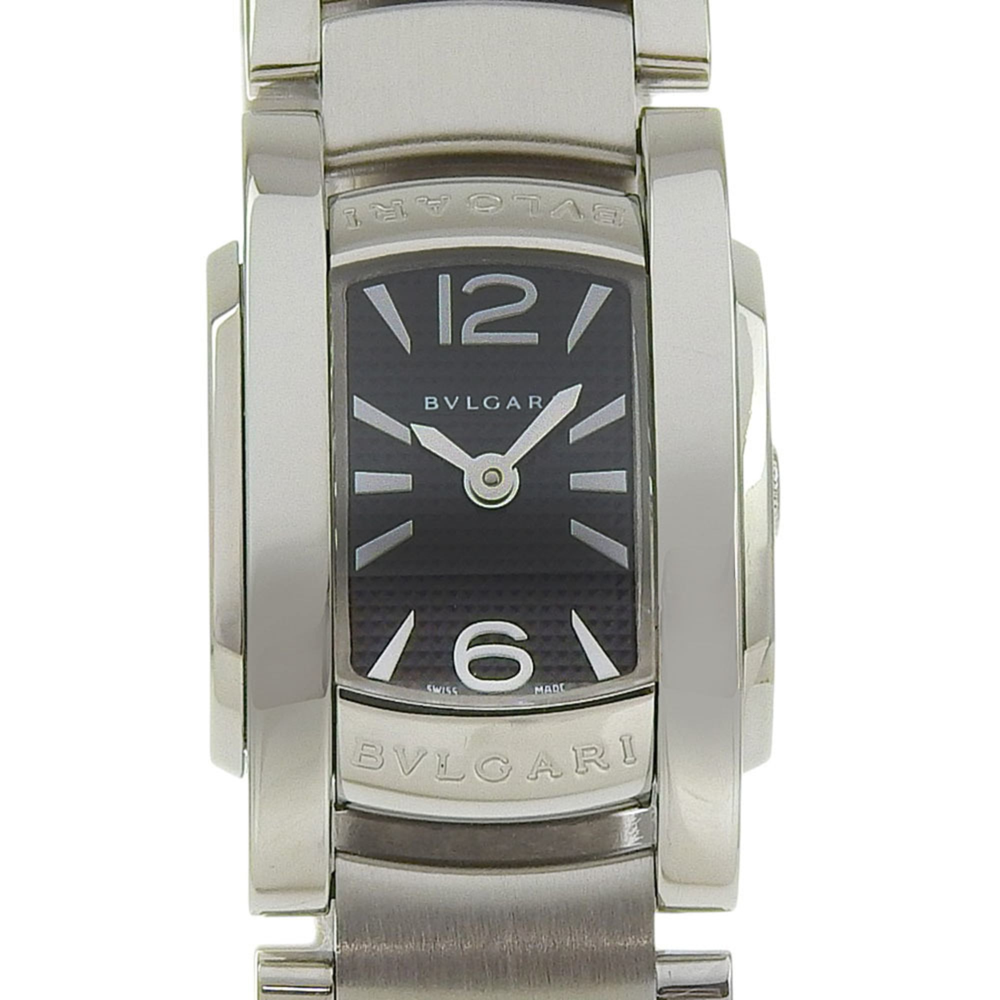 BVLGARI Assioma Watch AA26S Stainless Steel Quartz Analog Display Black Dial Women's — Very Good