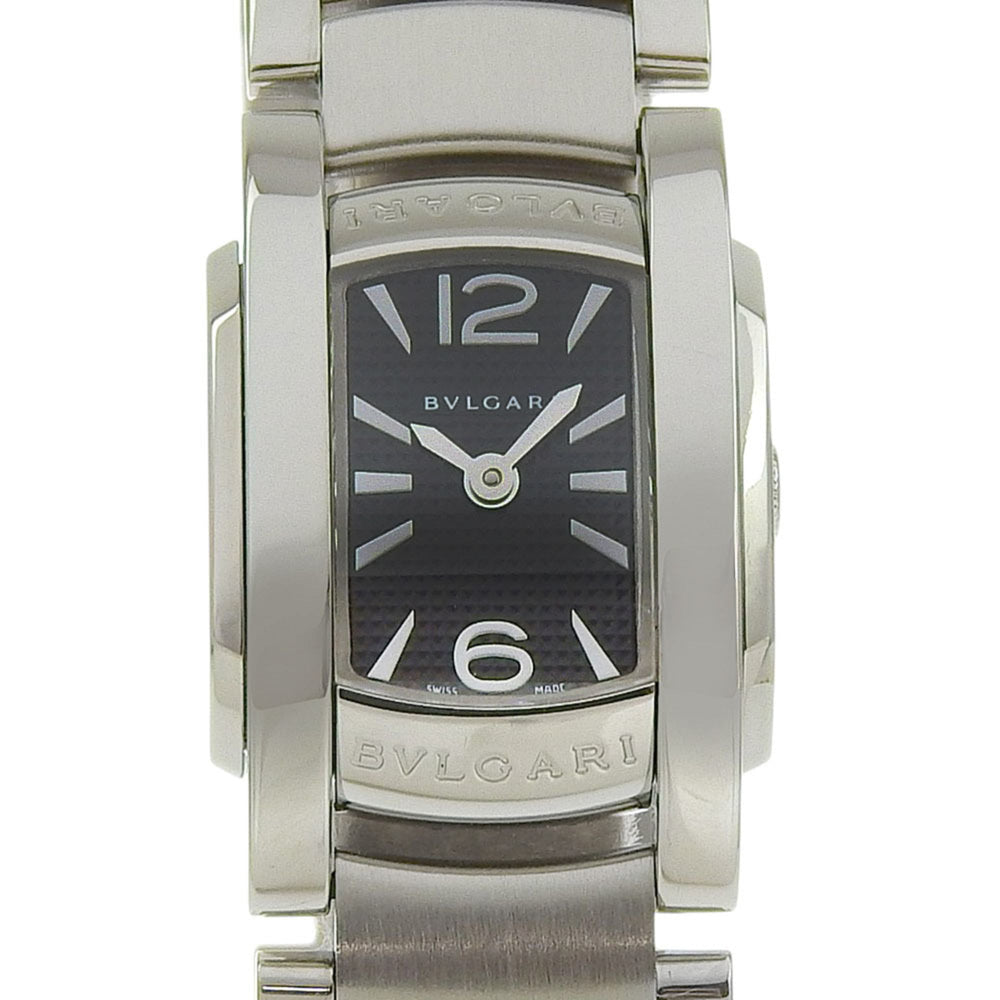 BVLGARI Assioma Watch AA26S Stainless Steel Quartz Analog Display Black Dial Women's — Very Good