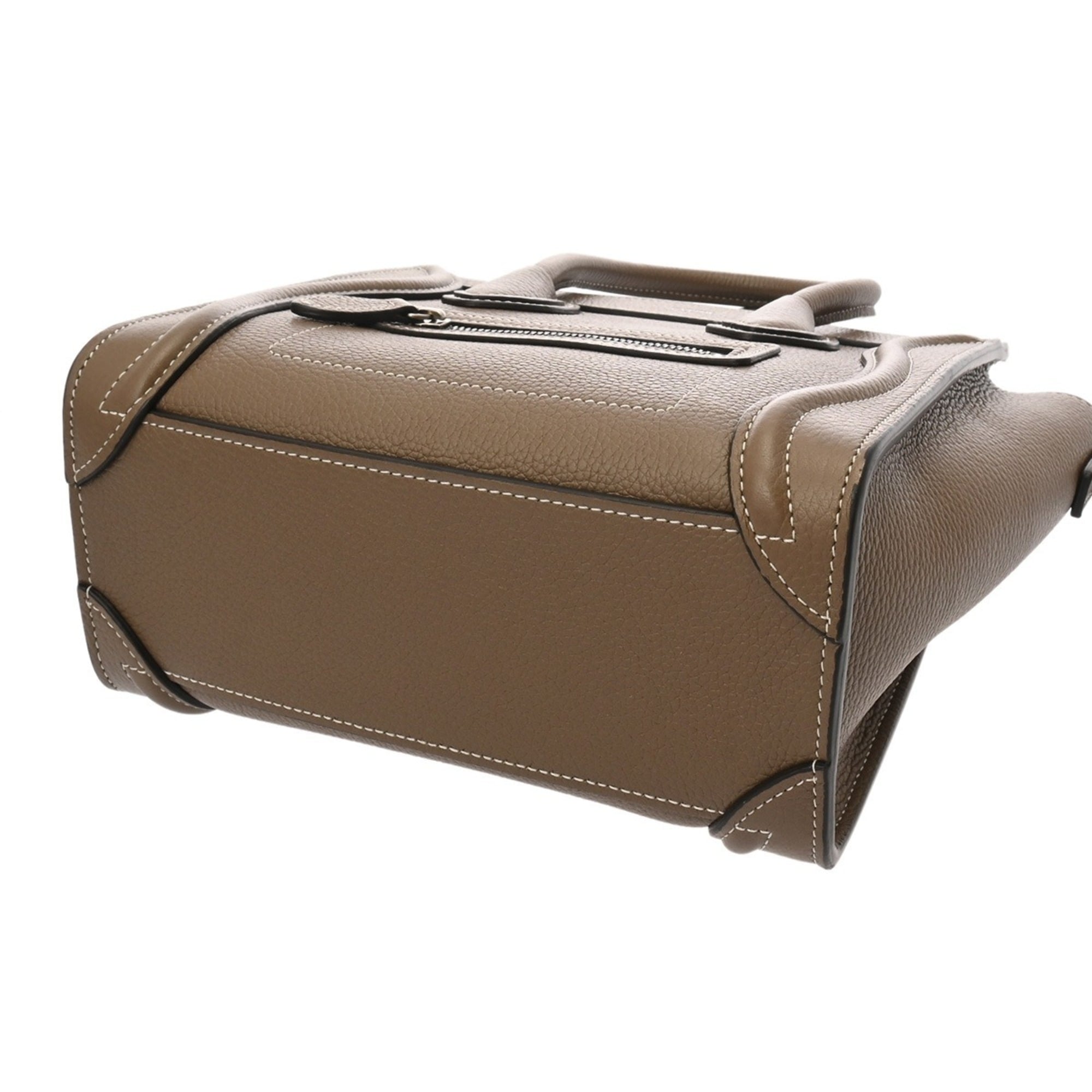 CELINE Luggage Nano 2-Way Slim 189243 Women's Drummed Calfskin Handbag, A-Rank, Pre-Owned, Ginzo