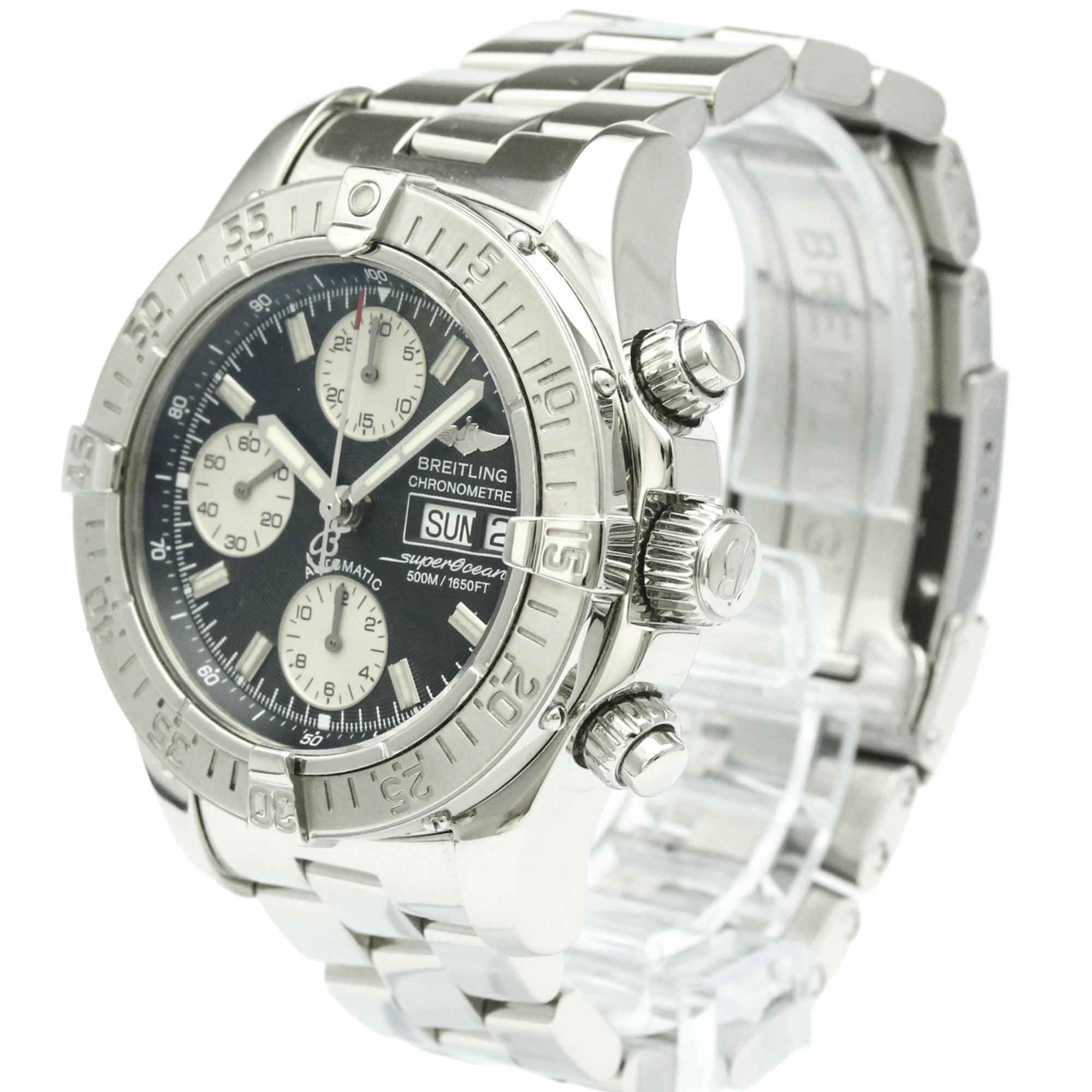 BREITLING Chrono Super Ocean Steel Automatic Mens Watch A13340 Polished — Very Good