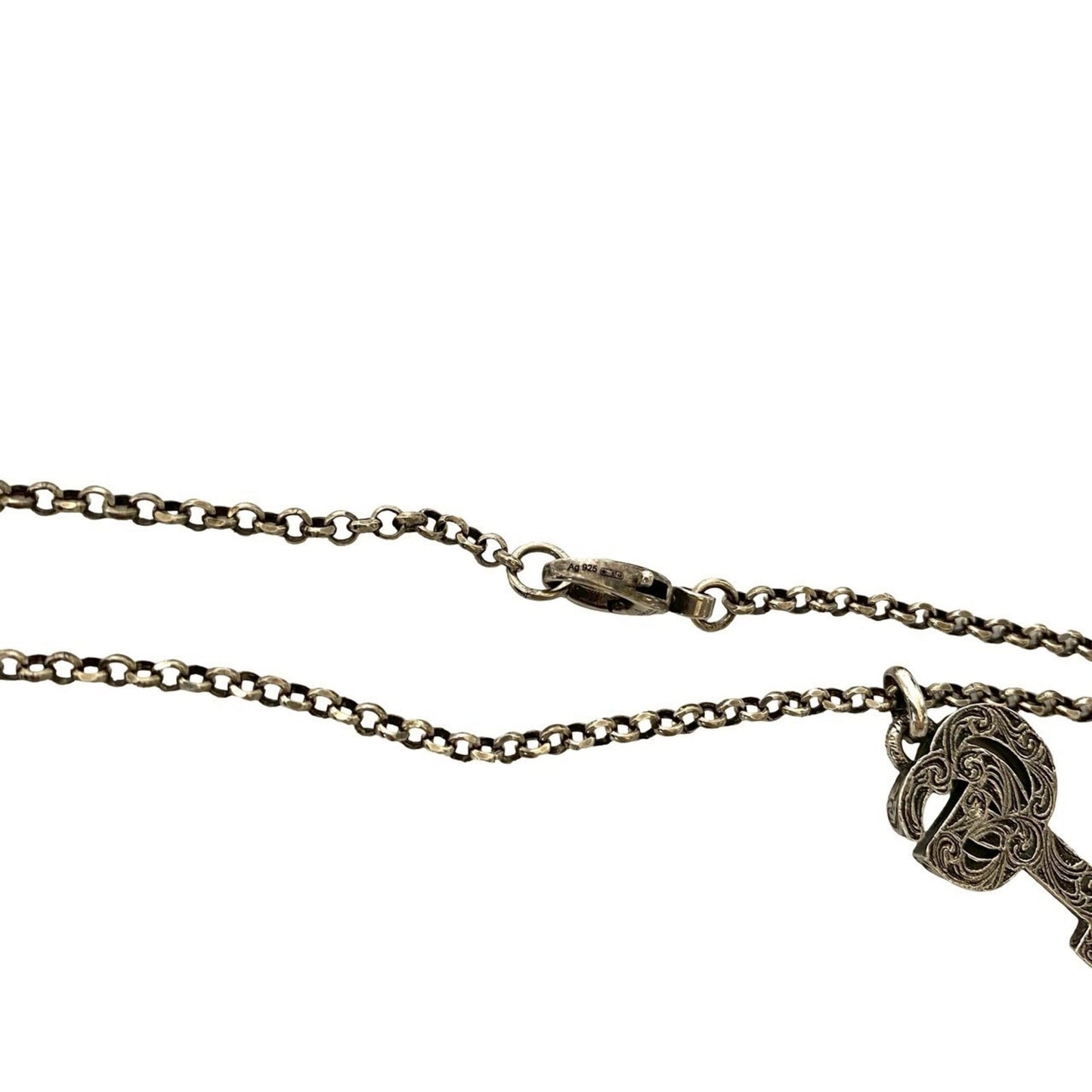 GUCCI Arabesque Double G Key Necklace in Sterling Silver, Pendant/Choker, 1056b