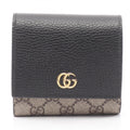 Gucci GG Marmont Supreme Leather Bifold Wallet for Women, Black and Beige, 598587