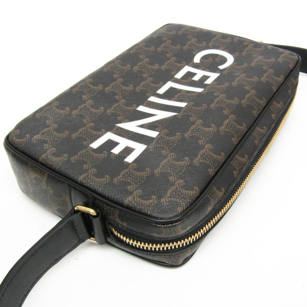 Celine Triomphe Medium Women's Coated Canvas,Leather Messenger Bag,Shoulder Bag Brown — Like New