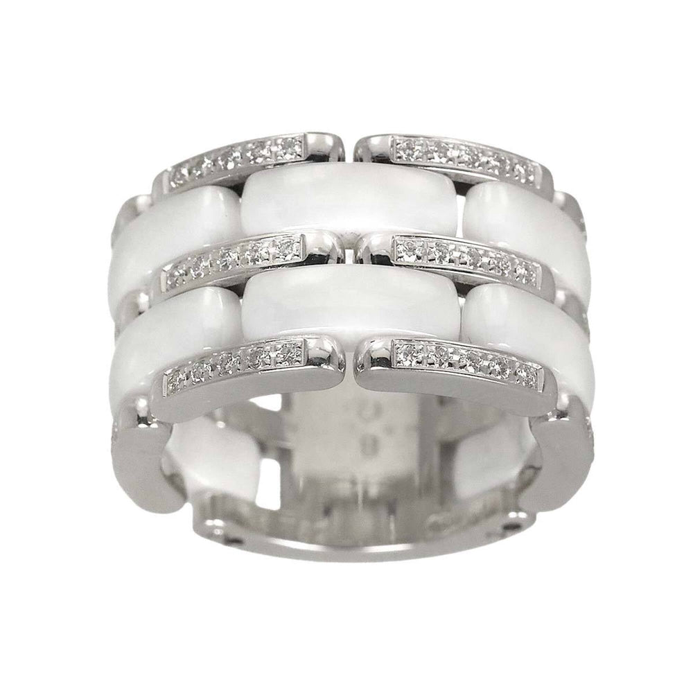 Chanel Ultra #52 Diamond Ring, Large, 18K White Gold, Ceramic 750 — Like New