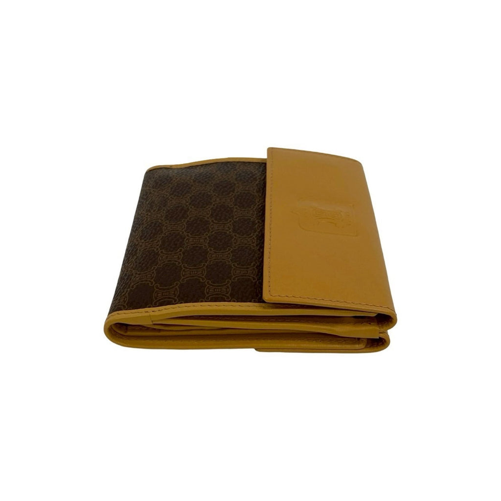 CELINE Macadam Blason Pattern Leather Bifold Wallet, Brown/Beige, 33672