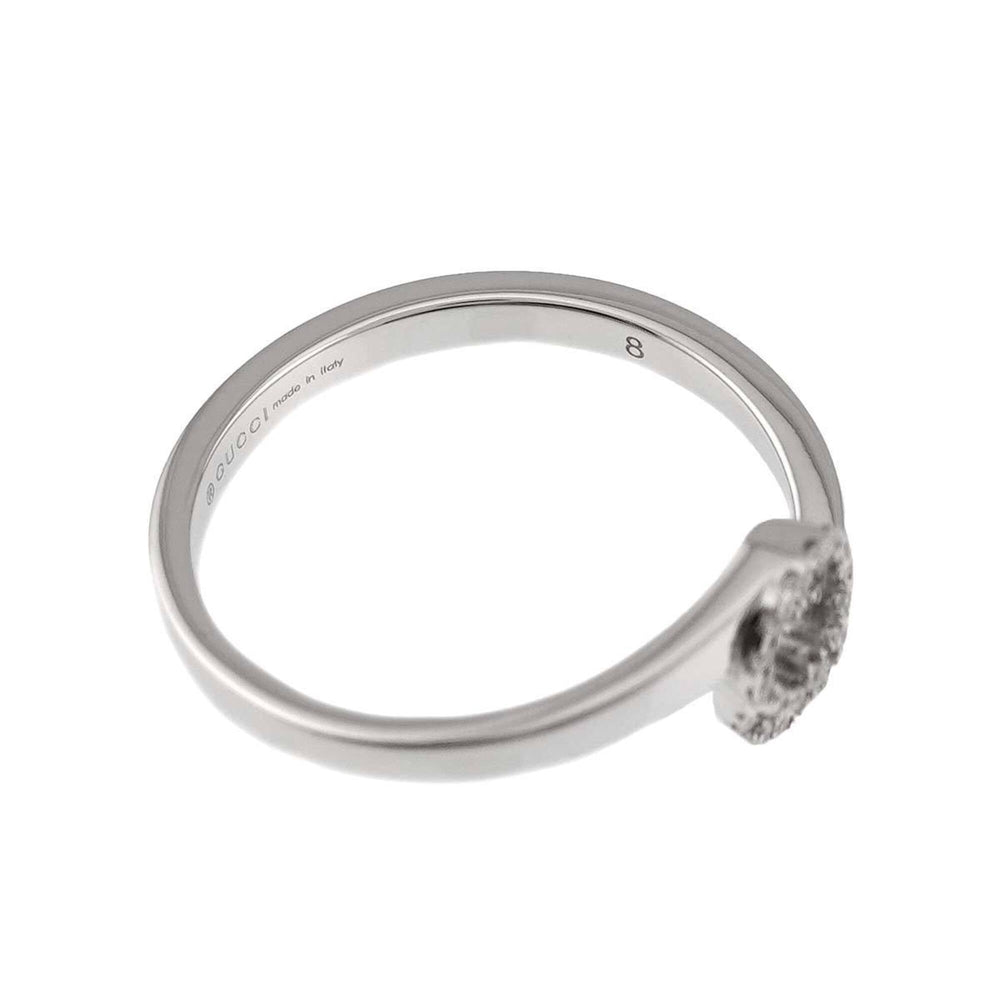 Gucci GG Running Diamond Ring #8 18K WG White Gold 750 — Like New