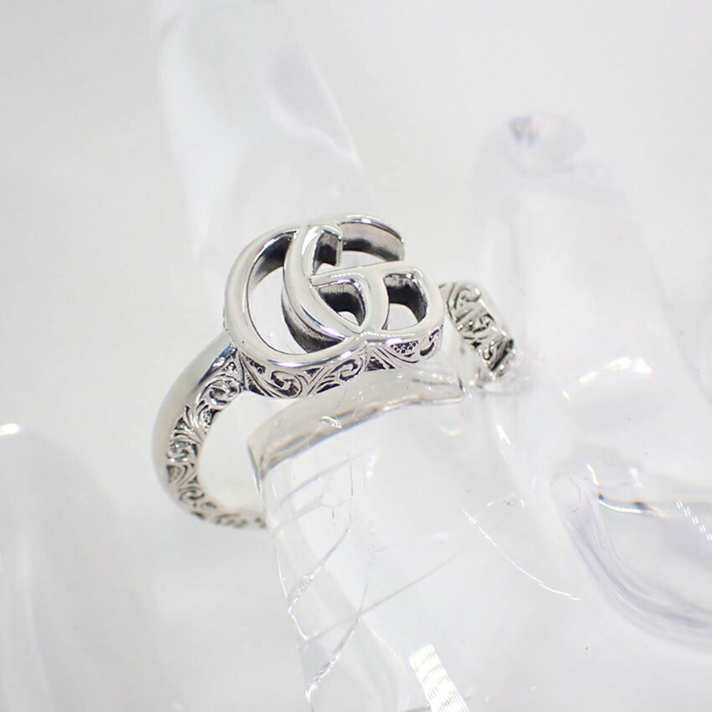 GUCCI 925 Double G Arabesque Ring, size 18