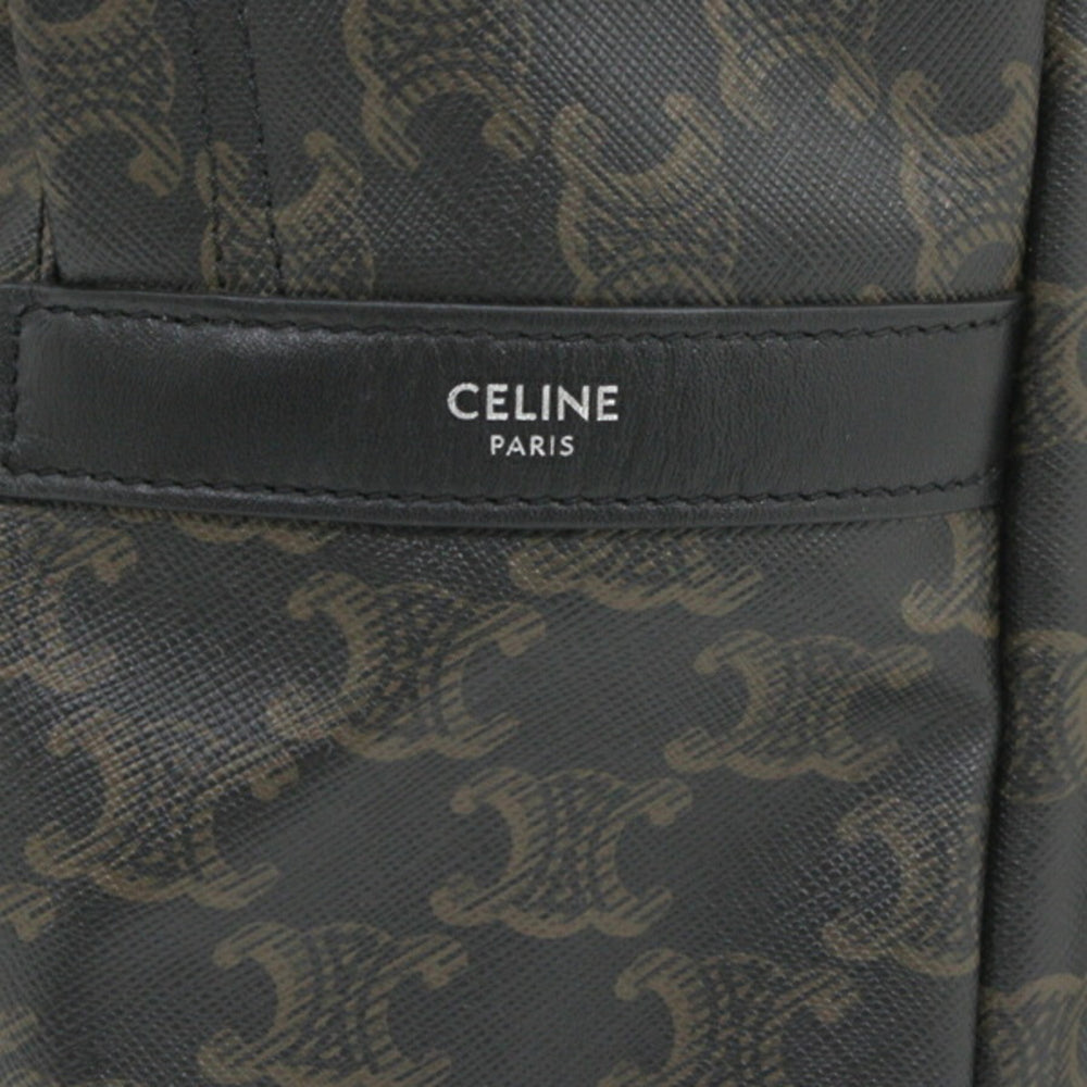 CELINE Backpack Triomphe Canvas Black Brown Rucksack Men's 188382BOV T5686 — Like New