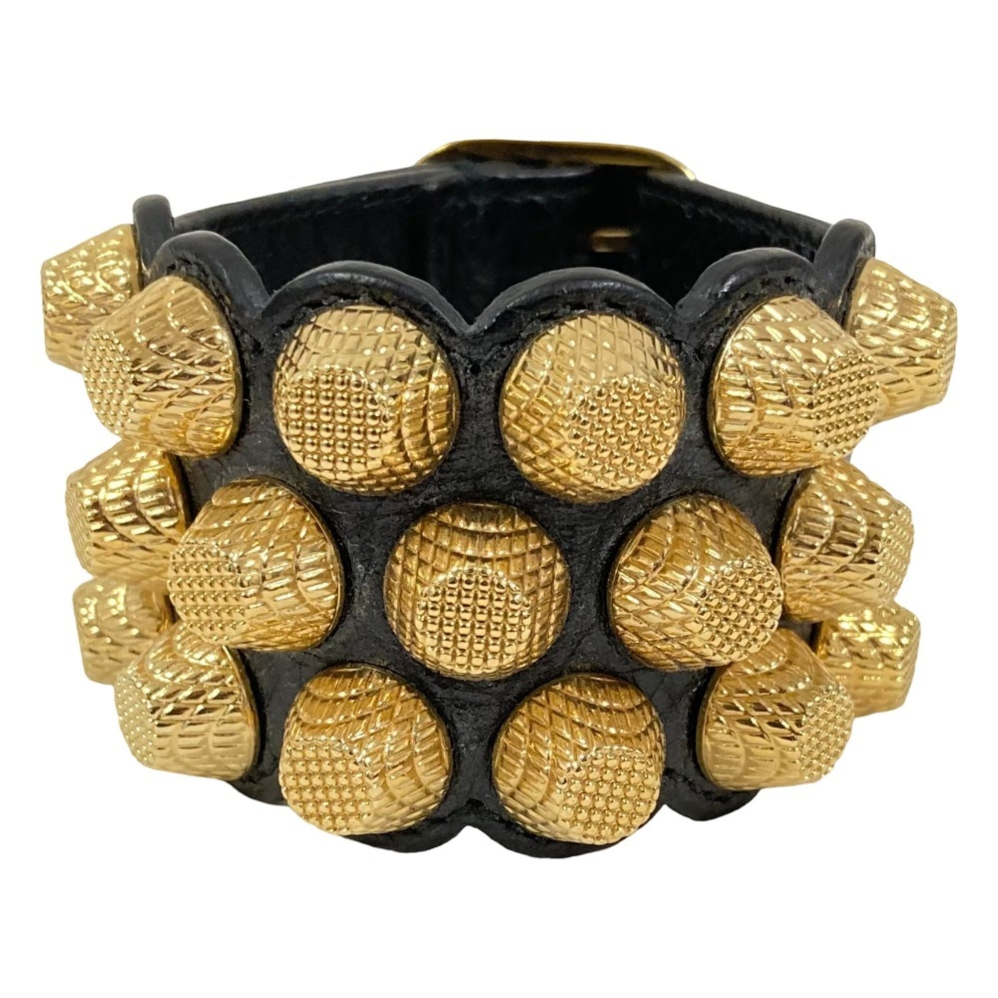 BALENCIAGA Giant Studded Leather Bracelet Bangle Black Women's — Like New
