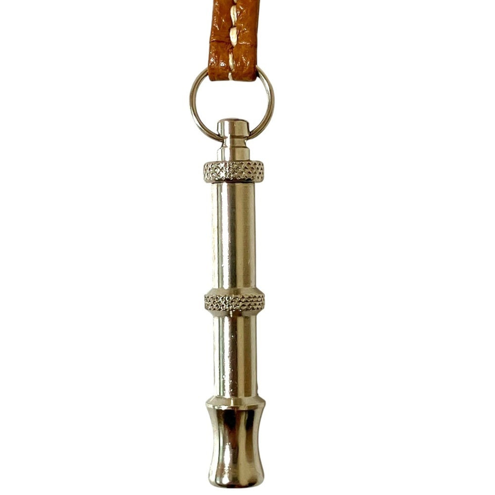 HERMES Hermes Siffler Whistle Necklace Brown Silver Color Women's — Like New