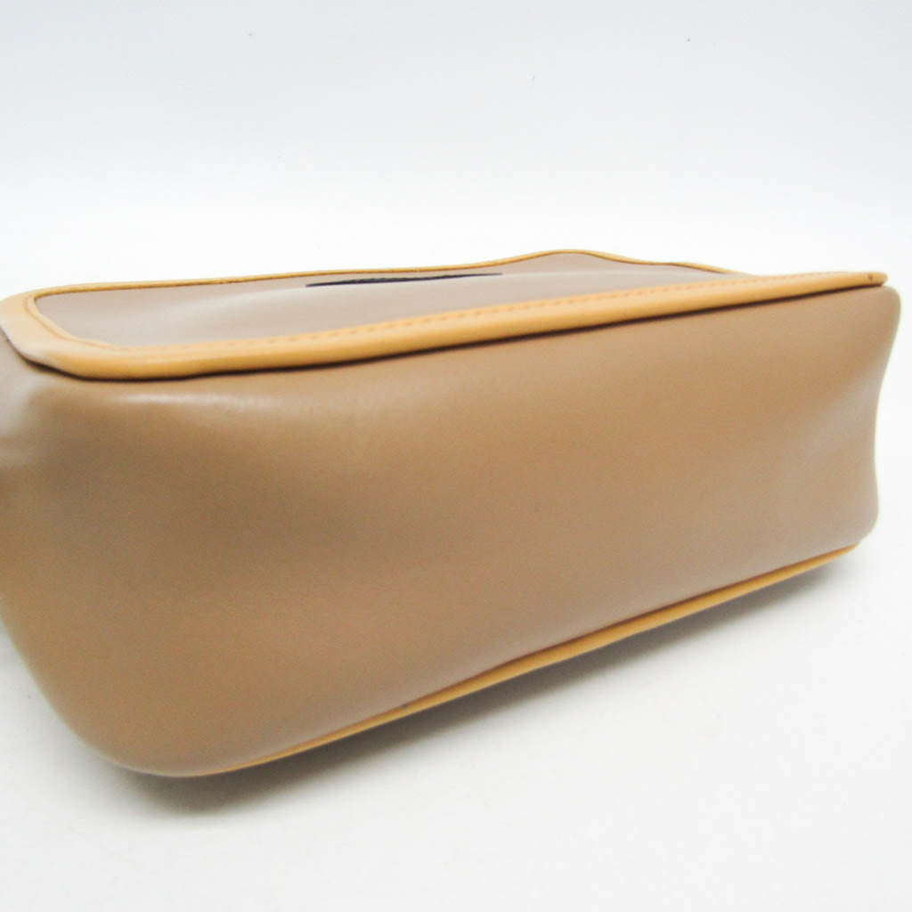 Fendi Pochette Cam 8BS019 Women's Leather Shoulder Bag Beige,Yellow