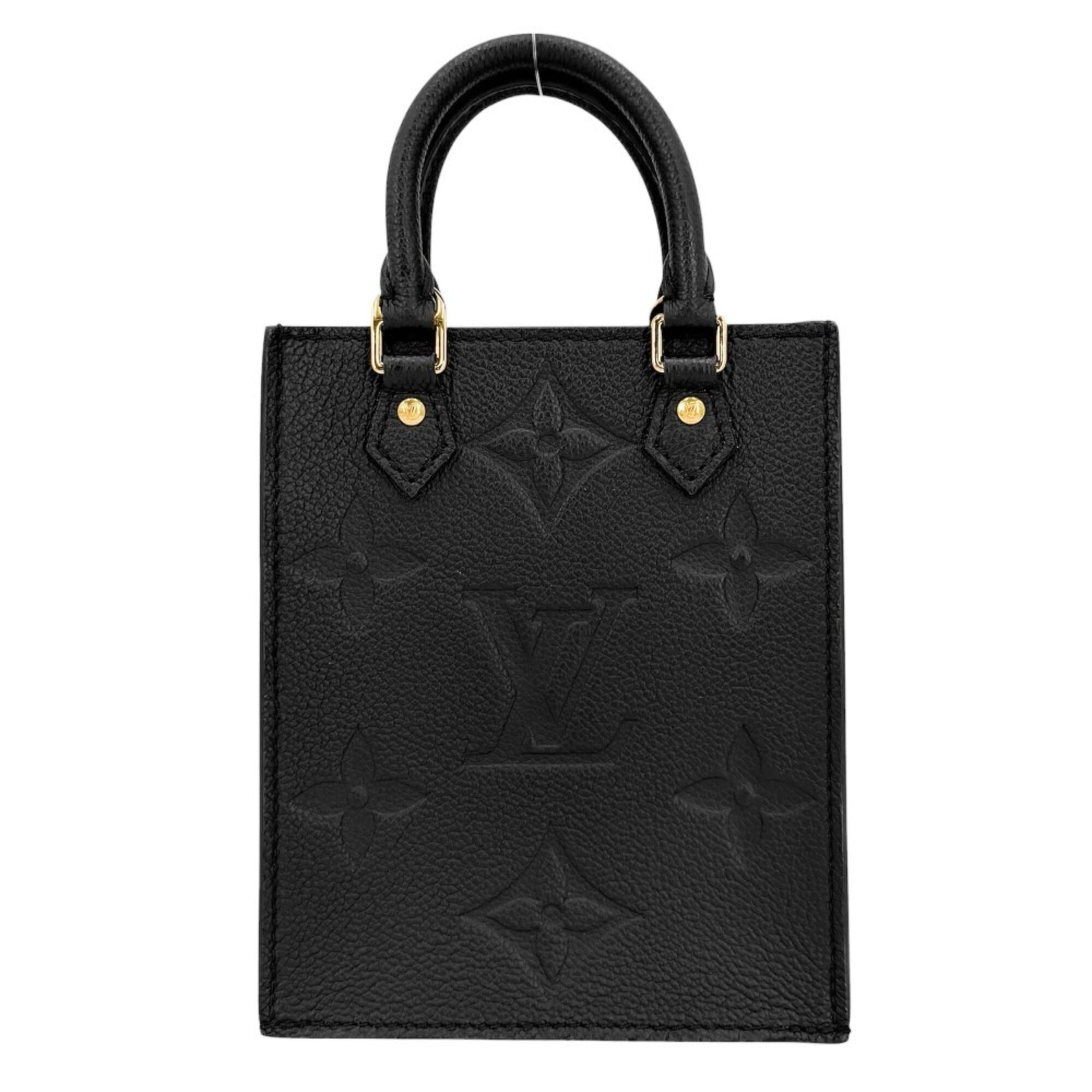 Louis Vuitton Women's Monogram Empreinte Petite Sac Plat Mini Shoulder Bag, Handbag, Crossbody Pouch, Black, LOUIS VUITTON M81417 Noir Gold Hardware — Like New