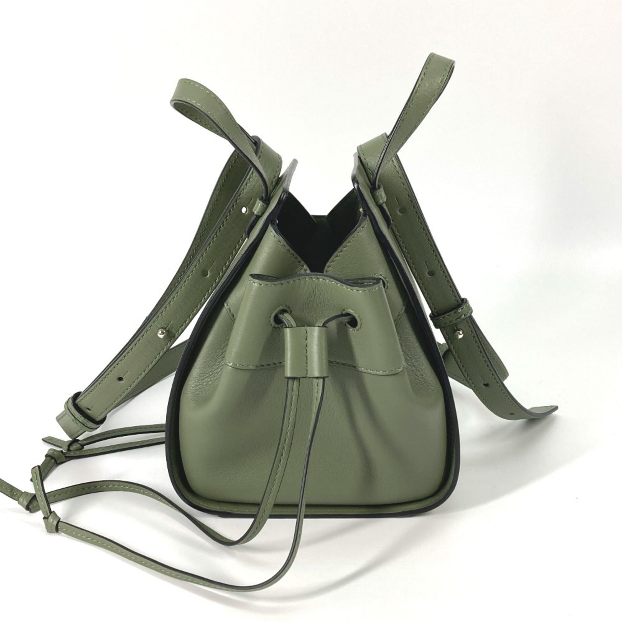 LOEWE Hammock Drawstring Bag, Mini Handbag/Shoulder Leather, Women's, Khaki, Like New — Like New